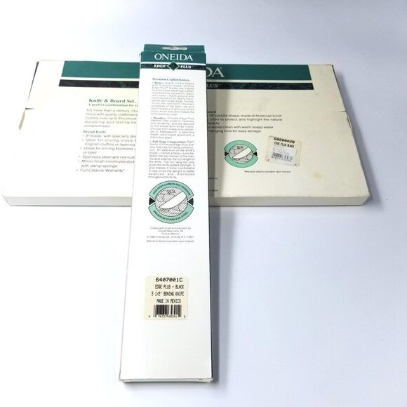 Vintage 1992 Cheese Cutting Board Oneida Edge Knife Stainless Steel Kitchen Set - Picture 4 of 4